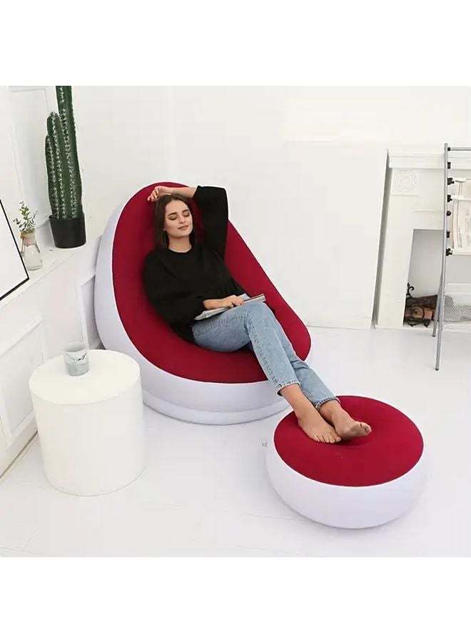 Coffee Color Inflatable Sofa With Foot Pump Portable Space Saving Comfortable For All Seasons - Image 3